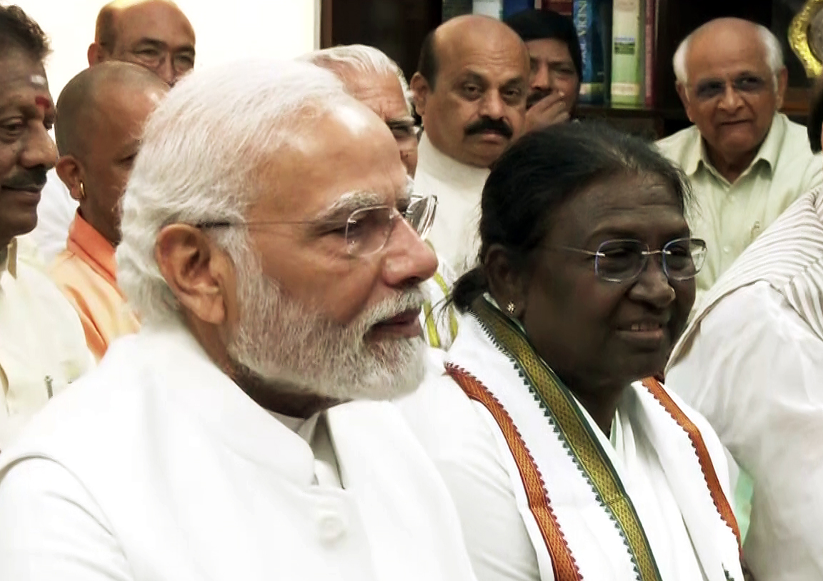 Droupadi Murmu files her nomination papers for the Presidential election