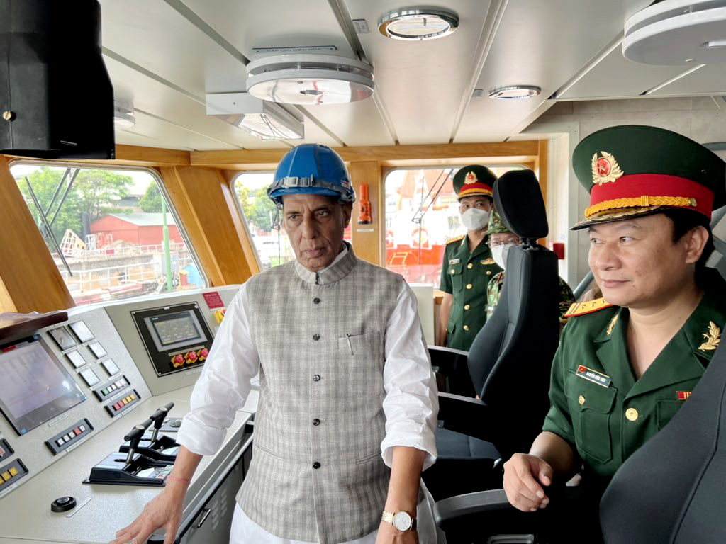Rajnath Singh hands over the 12 High-Speed Guard Boats to Vietnam