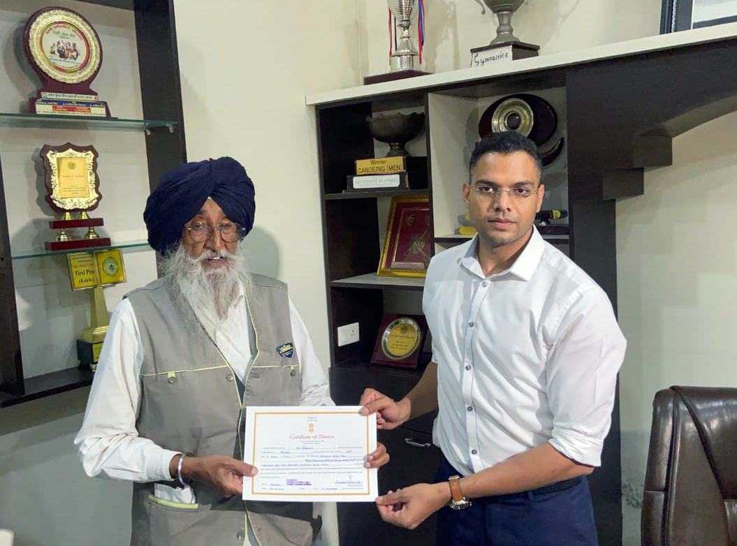 Simranjit Singh Mann receives the MP certificate after winning the Sangrur Lok Sabha bypoll