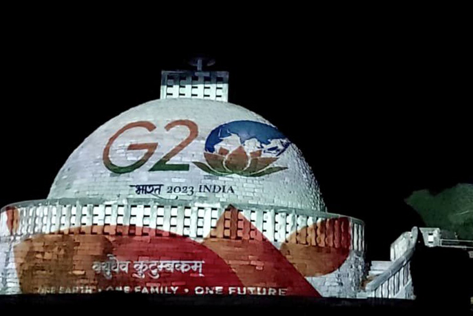 The Great Stupa at Sanchi lit up as India assumes G20 Presidency