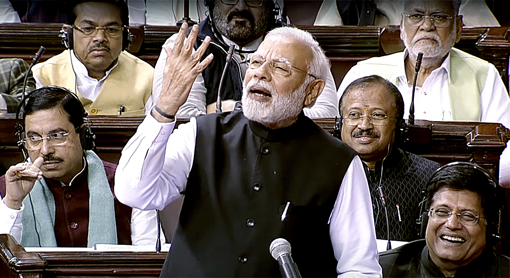 PM Narendra Modi speaks at the discussion on the Motion of Thanks on the President's address