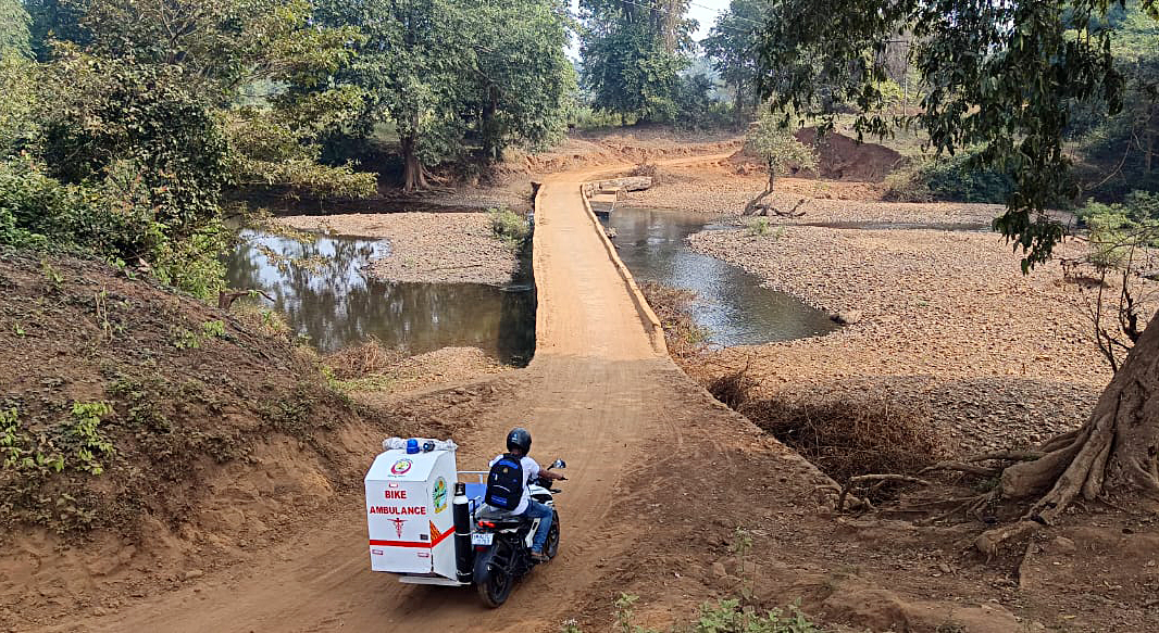 A bike ambulance facility launched in the remote villages of the Gadchiroli of Maharashtra