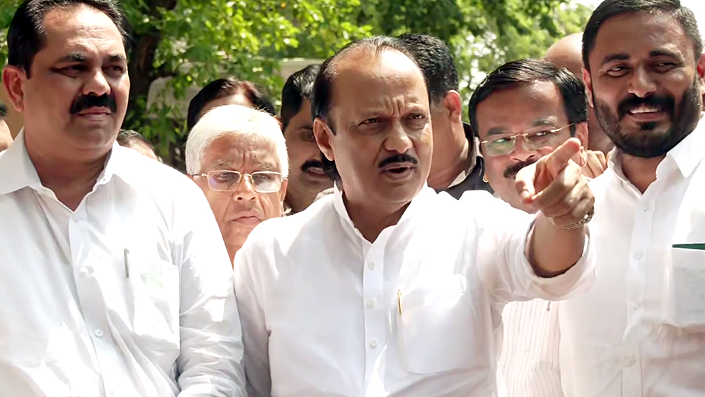Ajit Pawar addresses a press conference