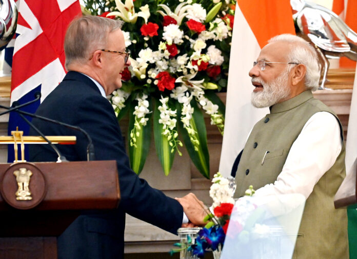 PM Narendra Modi and Australian PM Anthony Albanese deliver a joint press statement