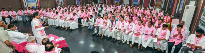 Telangana Chief Minister and BRS President K. Chandrasekhar Rao addresses party MPs and legislatures