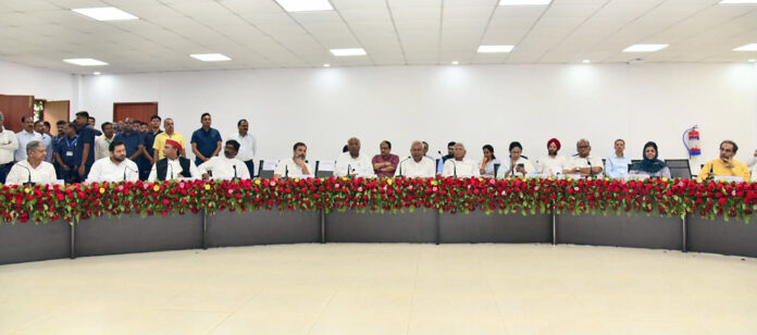 Opposition leaders attend a press briefing