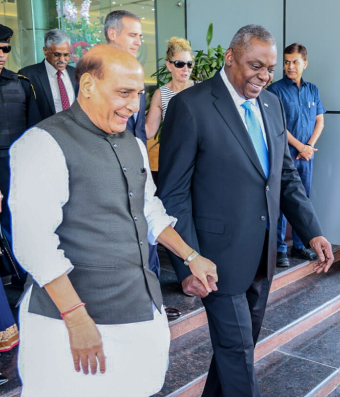 Rajnath Singh meets Lloyd J Austin III