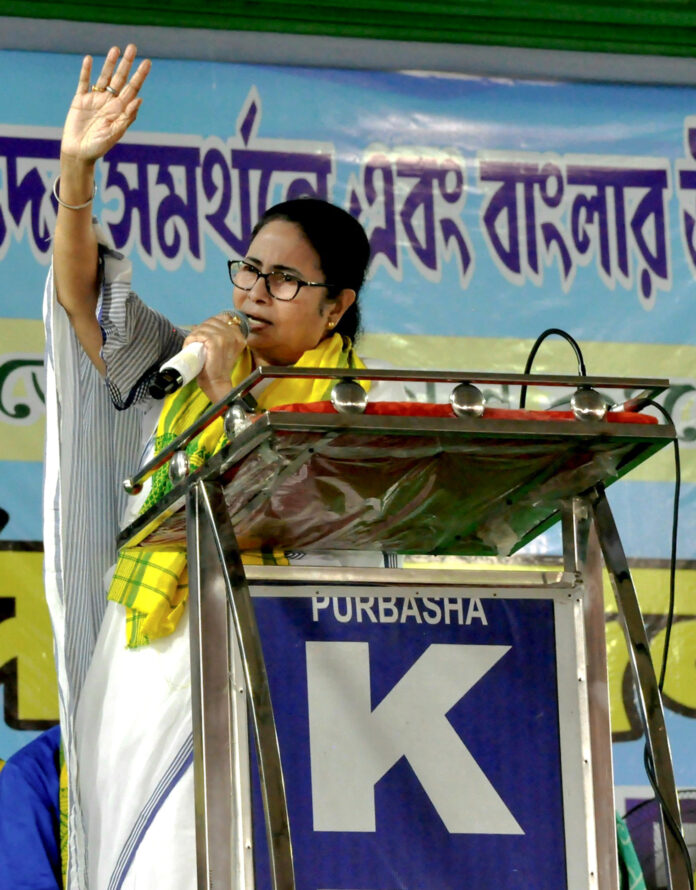 Mamata Banerjee addresses an election rally