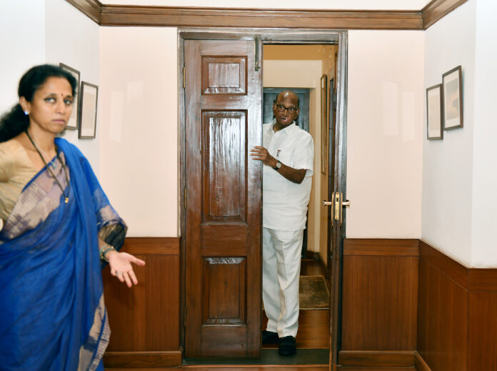 Sharad Pawar with his daughter Supriya Sule prior to meeting with Rahul Gandhi