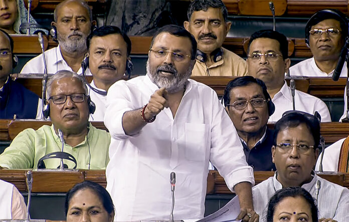 BJP MP Nishikant Dubey speaks in Lok Sabha during the ongoing Monsoon Session