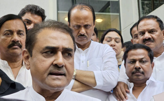 Ajit Pawar with Sunil Tatkare and Praful Patel met Sharad Pawar