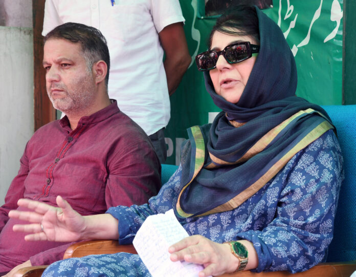 Mehbooba Mufti addresses a press conference