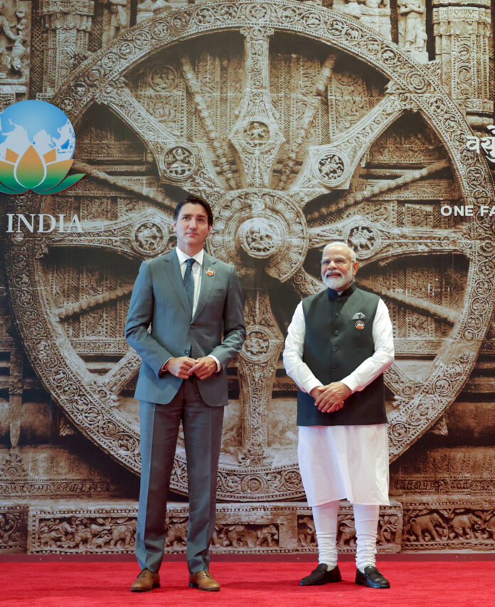 PM Narendra Modi received Canadian PM Justin Trudeau at the Bharat Mandapam