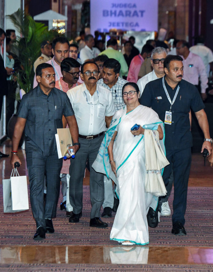 West Bengal Chief Minister Mamata Banerjeee arrives to attend meeting