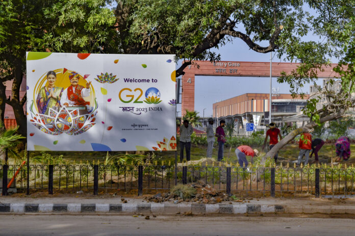 Preparations for the G20 Summit near Pragati Maidan