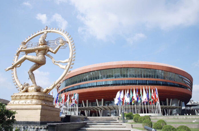 A view of the Bharat Mandapam convention centre
