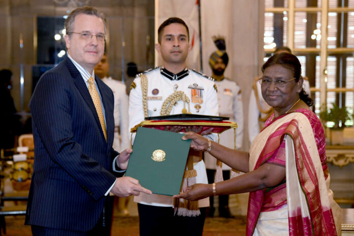 President Droupadi Murmu receives credentials from Kenneth Felix Haczynski da Nobrega