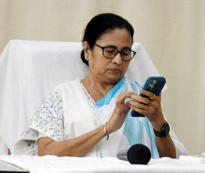 West Bengal Chief Minister Mamata Banerjee during a press conference
