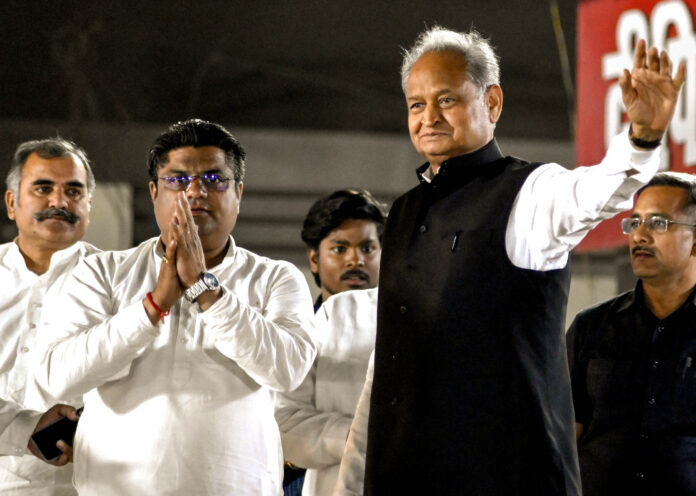 Rajasthan CM Ashok Gehlot during the public meeting ahead of State Assembly elections