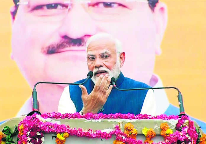 Prime Minister Narendra Modi addresses the Diwali Milan program