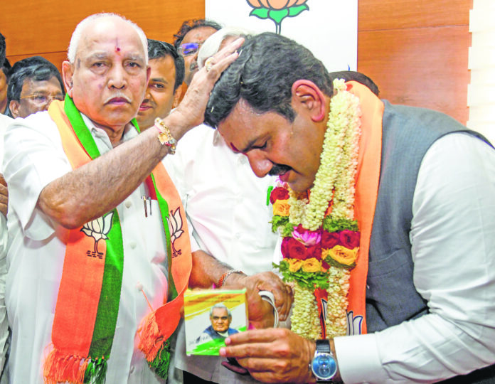 Newly appointed BJP state president B Y Vijayendra seeks blessings