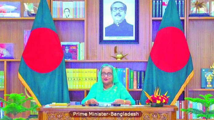 Sheikh Hasina attends the joint inauguration of the three development projects between India and Bangladesh