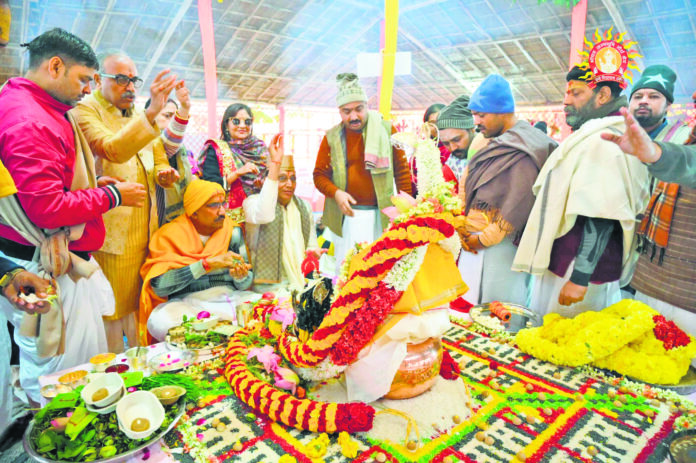 Rituals being performed ahead of the 'Pran Pratishtha ceremony of Sri Ram Janmabhoomi temple