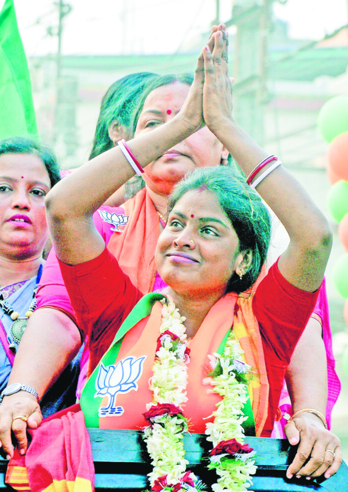 Rekha Patra during an election campaign rally in Basirhat