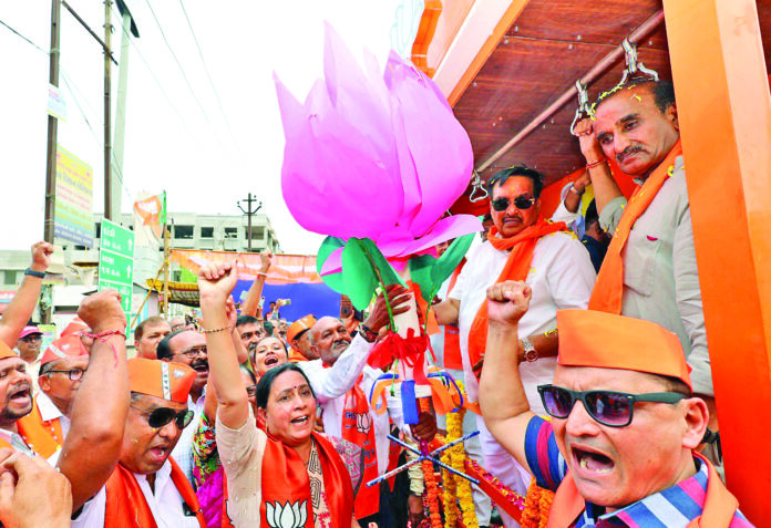 Gujarat BJP chief CR Paatil during a roadshow ahead of the Lok Sabha polls Navsari, Apr 26 (ANI): Gujarat BJP chief CR Paatil during a roadshow ahead of the Lok Sabha polls, in Navsari on Friday. (ANI Photo)