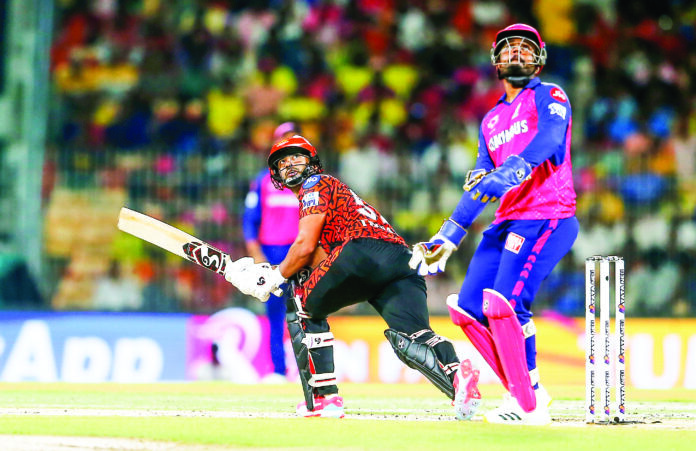Sunrisers Hyderabad's Rahul Tripathi and Rajasthan Royals Sanju Samson