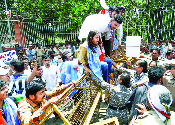 NSUI protest against NEET row