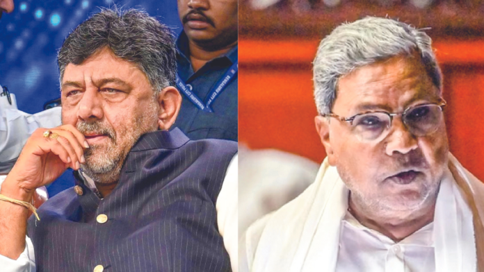 DK Shivakumar (L) and Siddaramaiah (R)