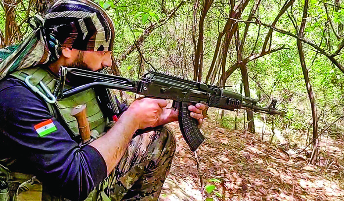 SOG police launching a search operation in the Khunia Forest in the wake of recent terror attacks in Jammu region