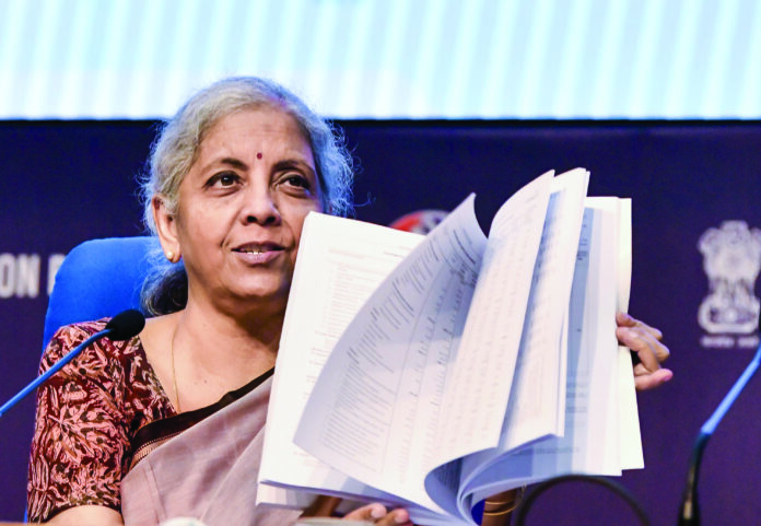 Finance Minister Nirmala Sitharaman addresses a Post Budget Press Conference