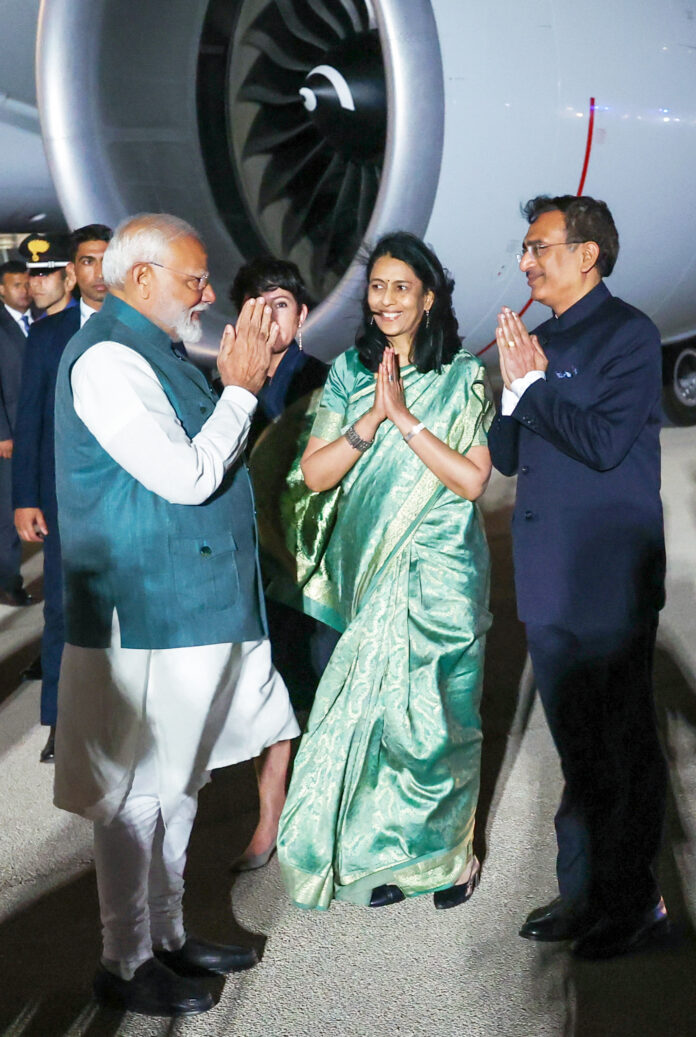 PM Modi arrives at Brindisi Airport in Apulia