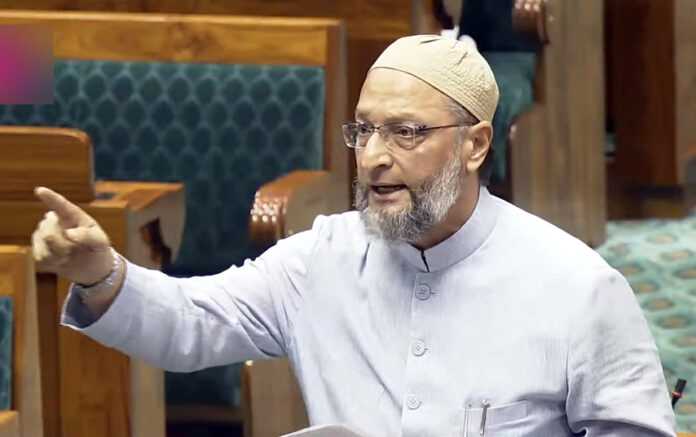 AIMIM MP Asaduddin Owaisi speaks in the Lok Sabha Asaduddin Owaisi speaks in the Lok Sabha during the Monsoon Session of Parliament, in New Delhi on Monday. ANI