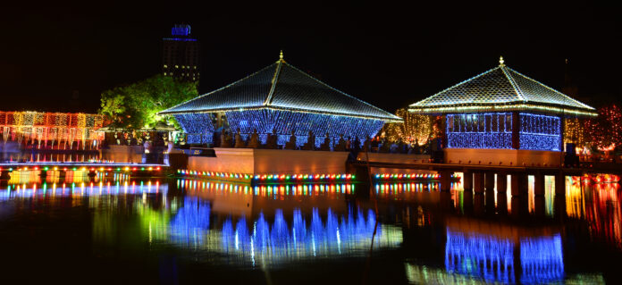 Colombo at night on Vesak Day