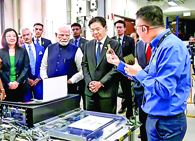 PM Narendra Modi visits the semiconductor facility of AEM Holdings Ltd