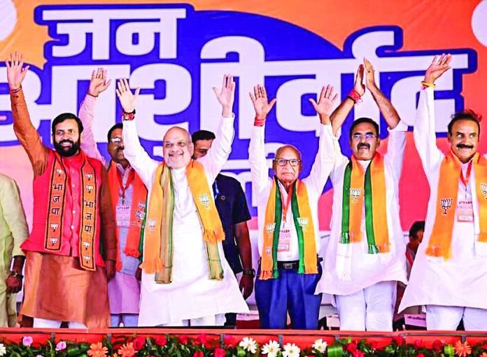 A file photo of Union Home Minister Amit Shah at the ‘Jan Ashirwad’ rally in the presence of Haryana CM Nayab Singh Saini ahead of the Assembly elections, at Indri in Karnal on 30 September, 2024. ANI A file photo of Union Home Minister Amit Shah at the ‘Jan Ashirwad’ rally in the presence of Haryana CM Nayab Singh Saini ahead of the Assembly elections, at Indri in Karnal on 30 September, 2024. ANI