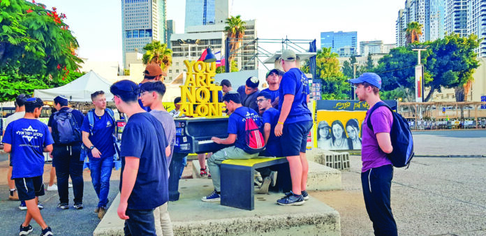 Music being played at Hostages’ Square in Tel Aviv.All photographs: Joyeeta Basu