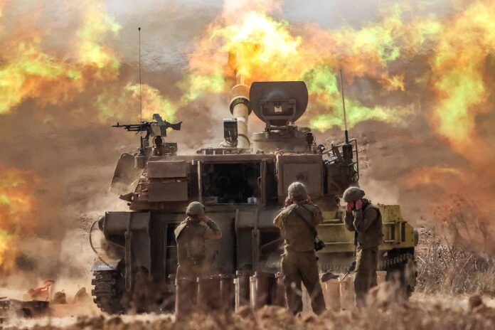 The Israeli Defense Forces fire into Gaza on October 11, 2023. (File Photo) The Israeli Defense Forces fire into Gaza on October 11, 2023.