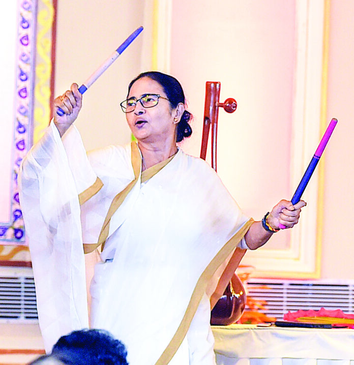 West Bengal CM Mamata Banerjee during the Durga Puja Carnival 2024, at Red Road, in Kolkata on Wednesday. ANI West Bengal CM Mamata Banerjee during the Durga Puja Carnival 2024, at Red Road, in Kolkata on Wednesday. ANI