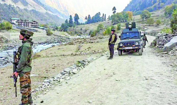 Representational photo: Security personnel stand guard around Gagangir forests after seven people killed in the ‘Gagangir terror attack’, in Ganderbal, Jammu and Kashmir on 21 October. ANI Representational photo: Security personnel stand guard around Gagangir forests after seven people killed in the ‘Gagangir terror attack’, in Ganderbal, Jammu and Kashmir on 21 October. ANI