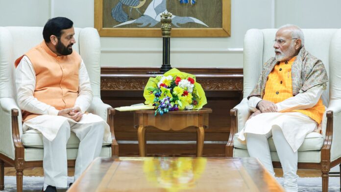 Haryana CM Nayab Singh Saini meets PM Modi, in New Delhi on Saturday. ANI