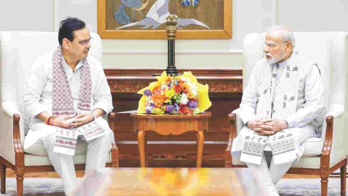 Rajasthan CM Bhajanlal Sharma meets with PM Narendra Modi, in New Delhi on Sept 1 2024. ANI