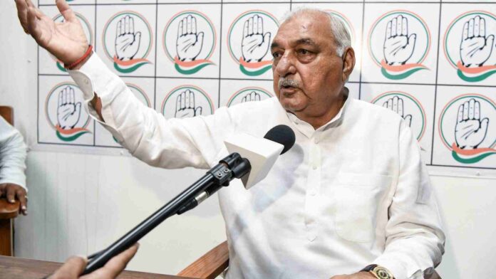 Former Haryana Chief Minister and Congress leader Bhupinder Singh Hooda speaks to the media after exit poll, in Rohtak on Saturday. ANI Former Haryana Chief Minister and Congress leader Bhupinder Singh Hooda speaks to the media after exit poll, in Rohtak on Saturday. ANI