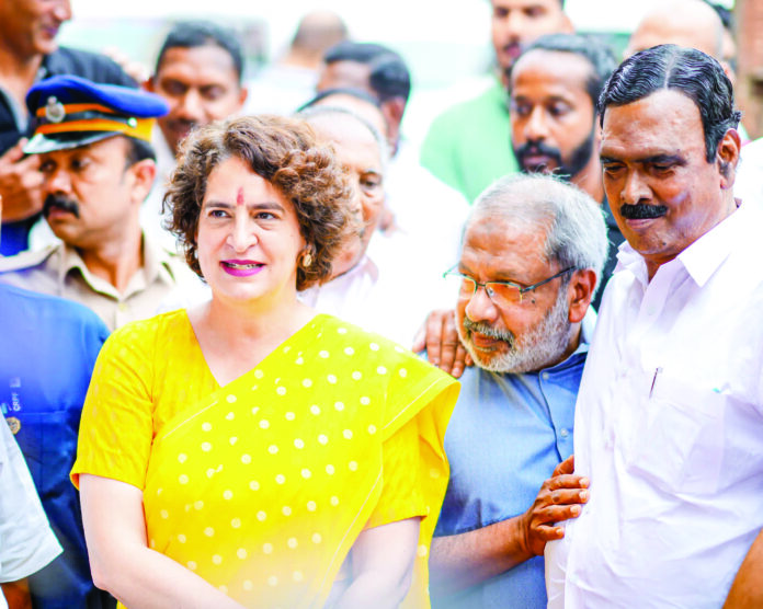 Congress General Secretary and candidate for Wayanad Lok Sabha by-elections, Priyanka Gandhi Vadra visits a polling booth to meet voters for the by-elections, in Wayanad on Wednesday. ANI Congress General Secretary and candidate for Wayanad Lok Sabha by-elections, Priyanka Gandhi Vadra visits a polling booth to meet voters for the by-elections, in Wayanad on Wednesday. ANI