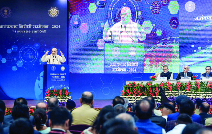 Home Minister Amit Shah at the conference on Thursday. ANI