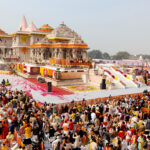 Gathering at the Ram Janmabhoomi Temple on the occasion of the ‘Pran Pratishtha’ ceremony, in Ayodhya on 23 January. ANI