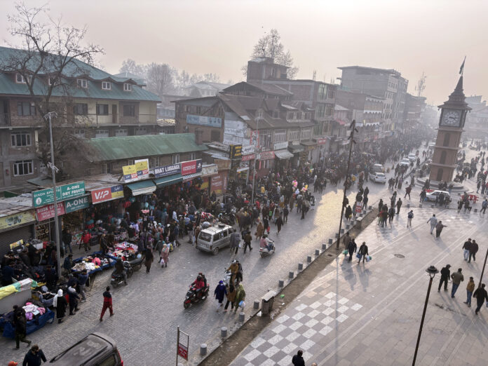 A view of the bustling Lal Chowk area